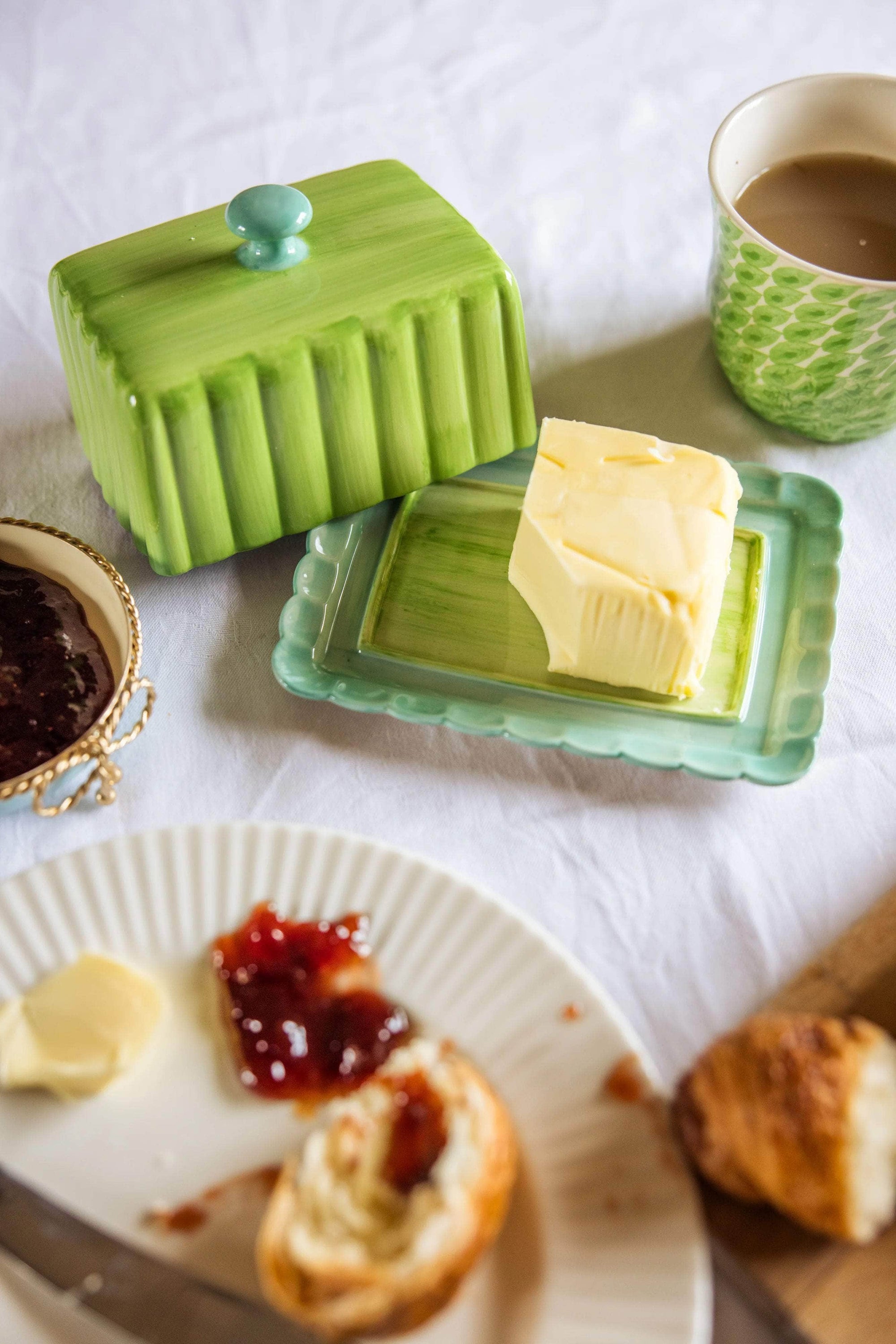 Butter Dish - Green & Blue