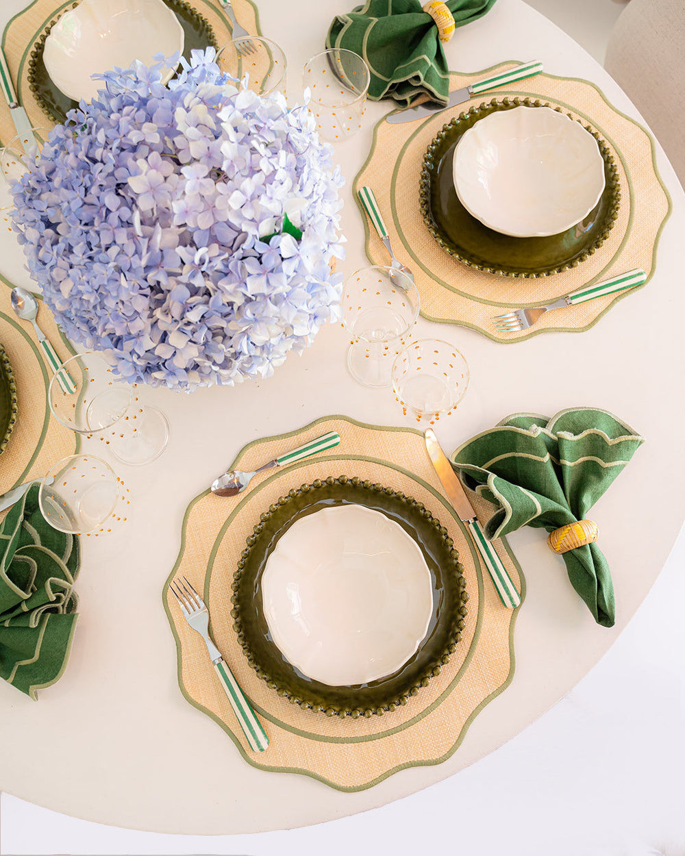 Raffia Placemat with Green Border