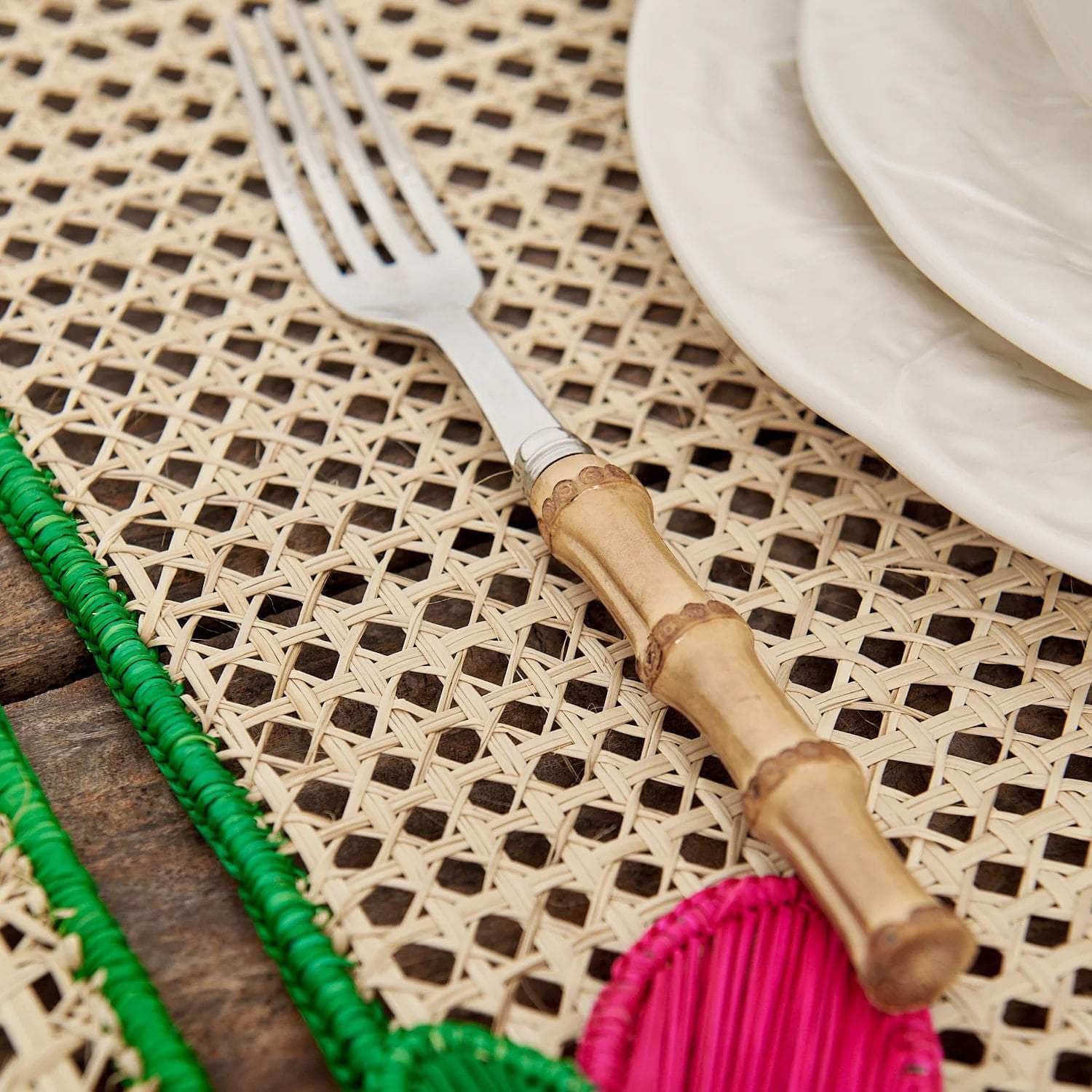 Pink Flowers Rectangular Iraca Placemat