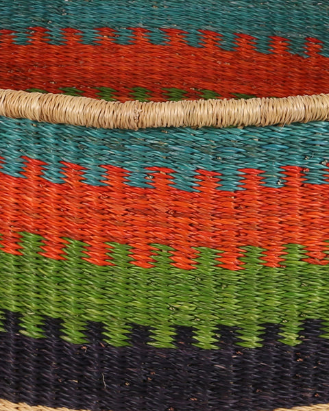 KWASIWA: Medium Orange, Green and Blue Floor Storage Basket with Handles