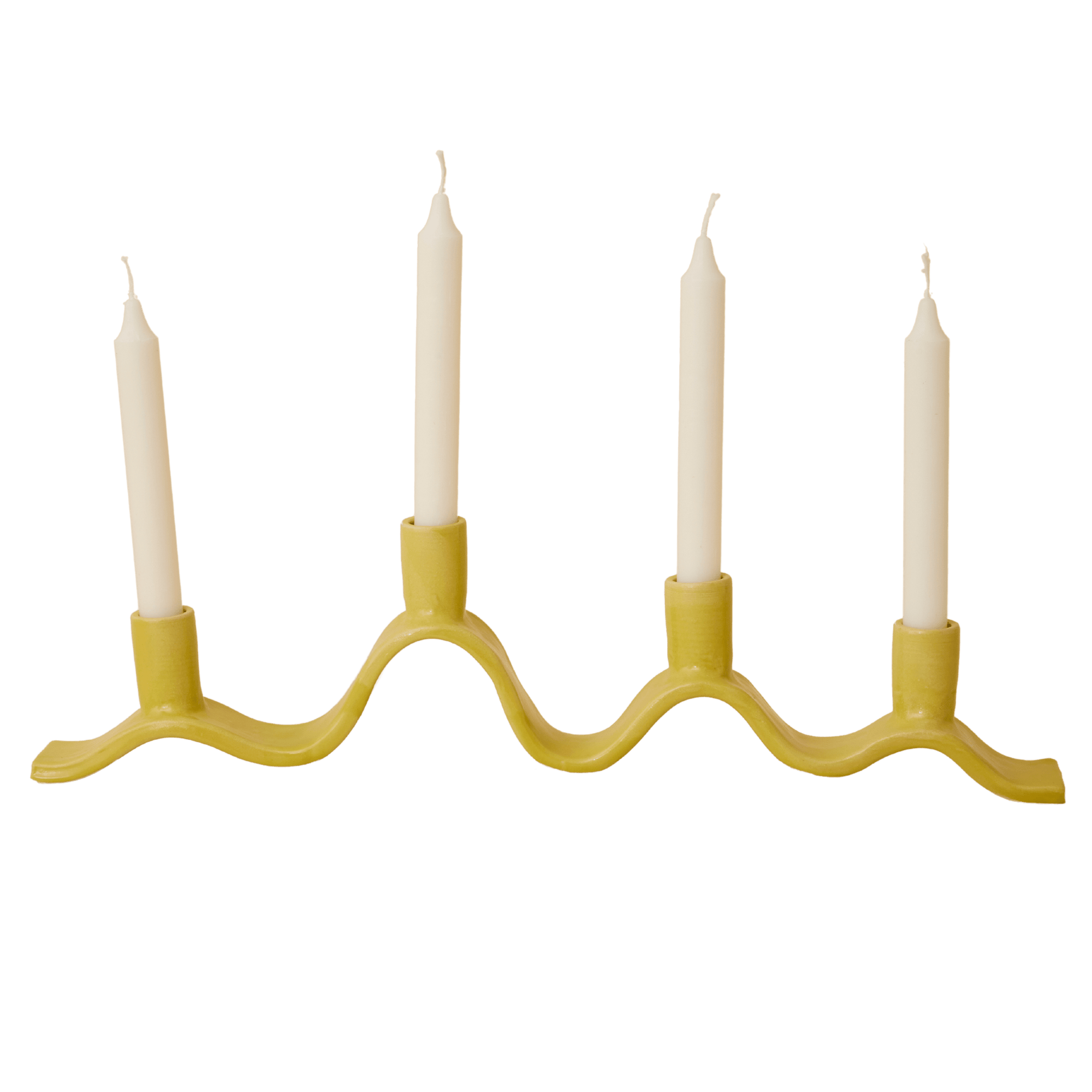 Large Wavy Candelabra - Chartreuse