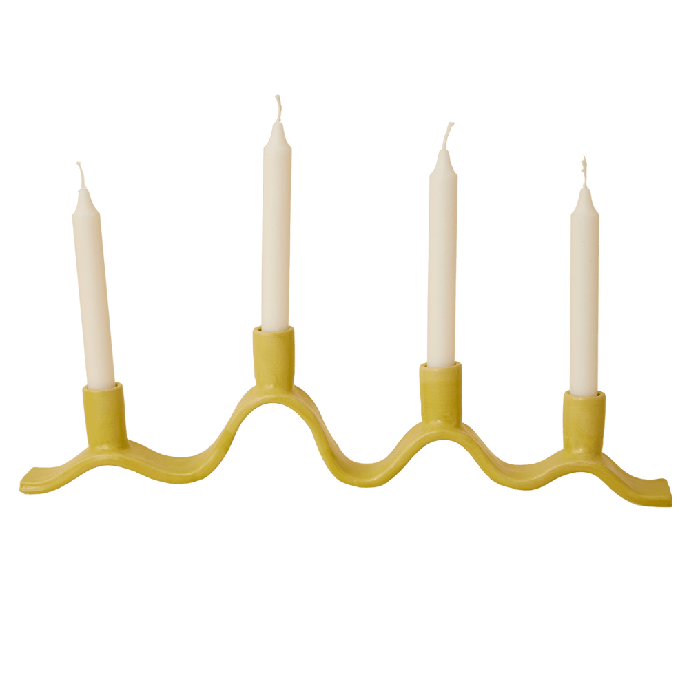 Large Wavy Candelabra - Chartreuse