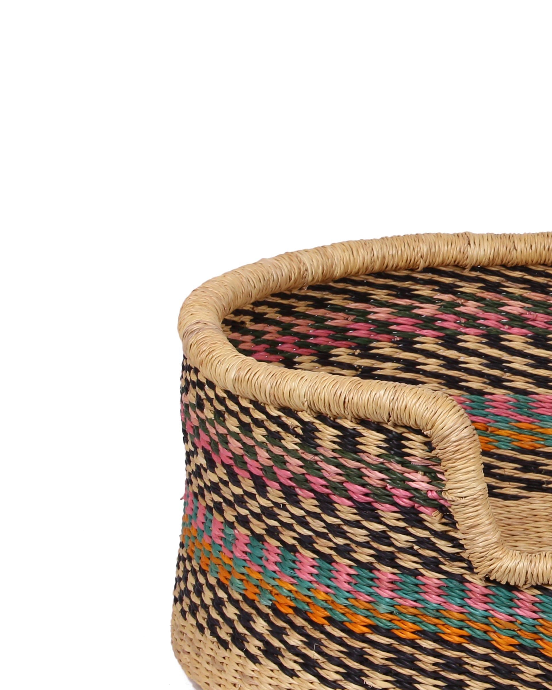 RAKUMI: Pink, Turquoise and Black Dog Basket - Medium
