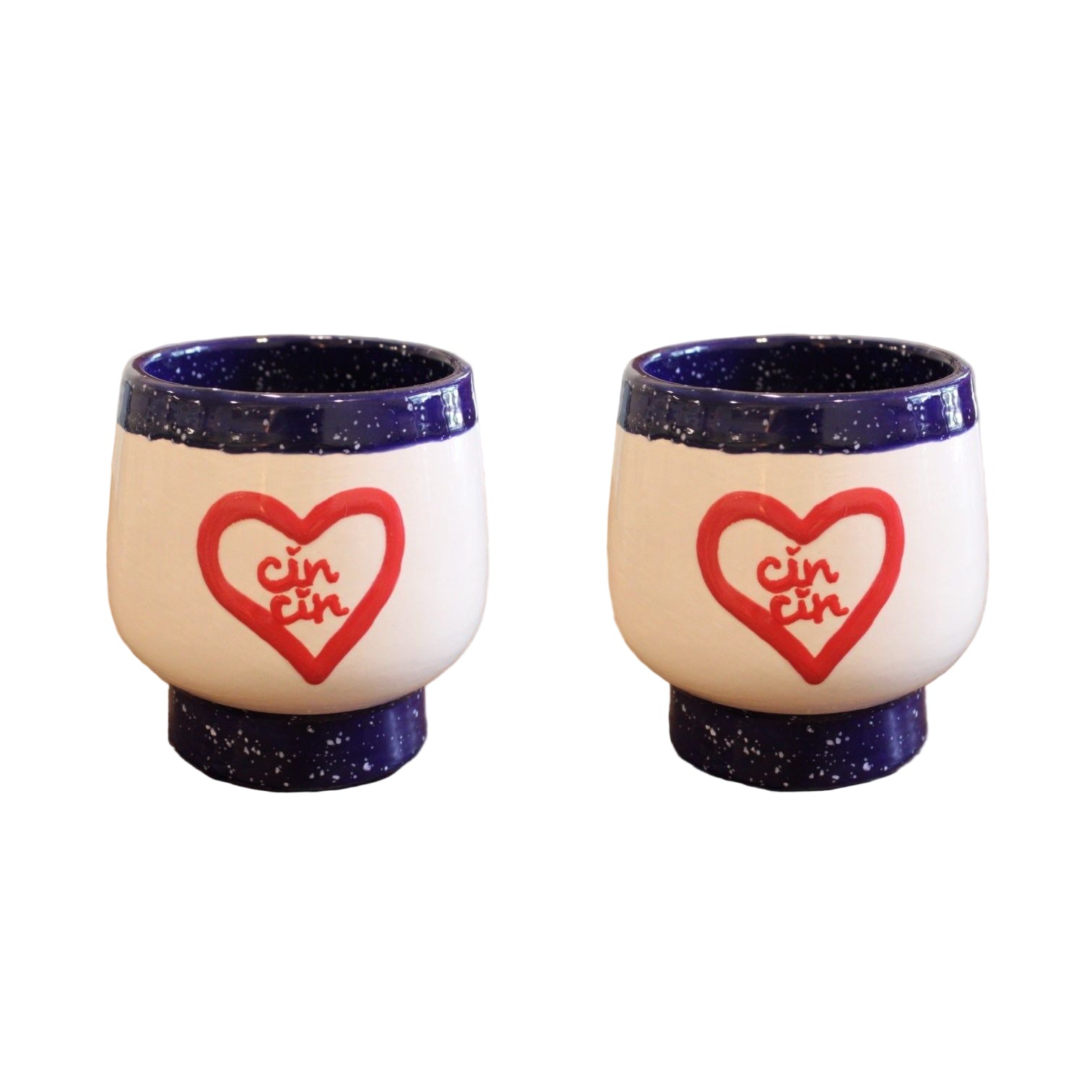 Hand-painted “cin cin" Cups/Collection of Two