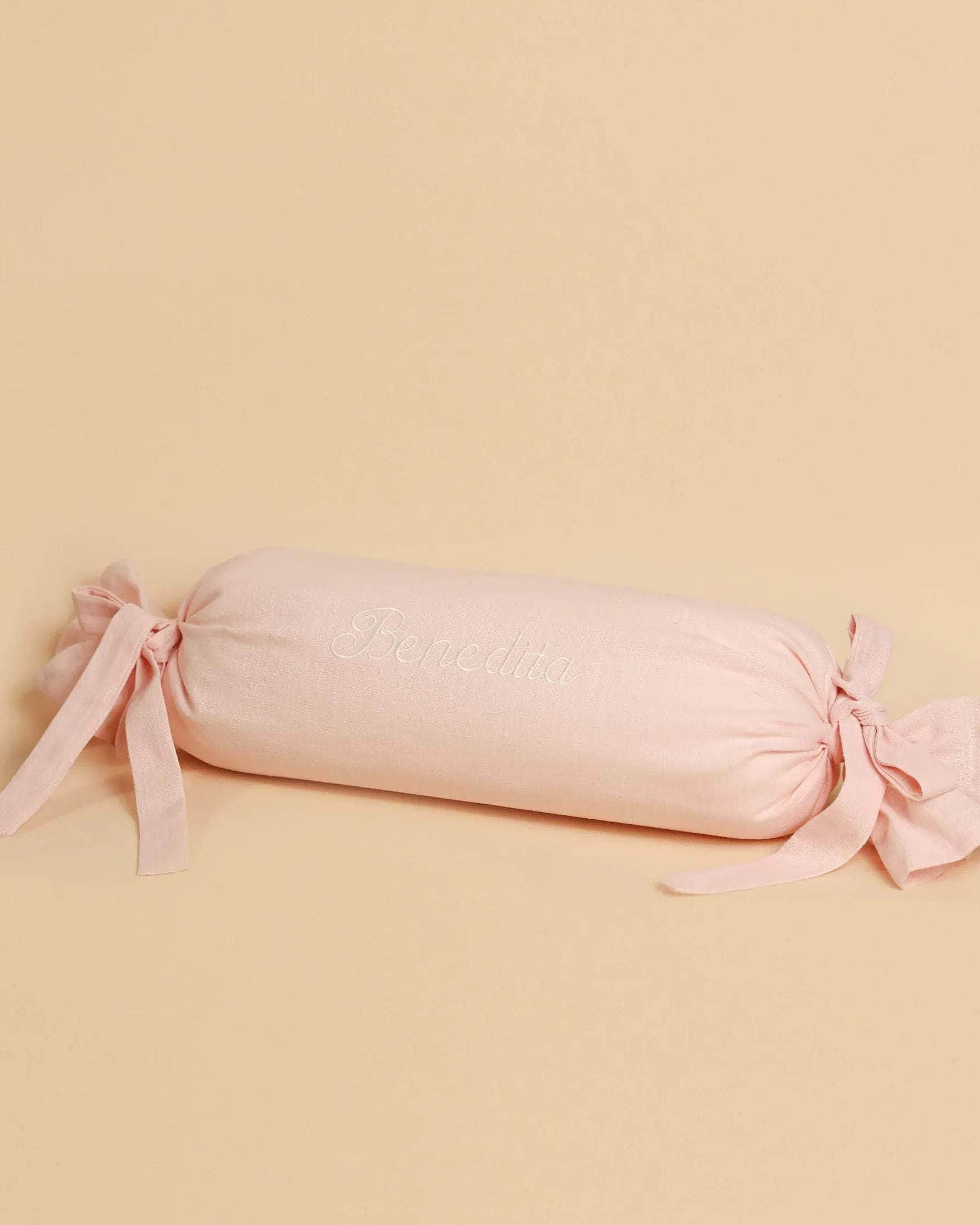 Personalised Baby Pink Bolster Pillow