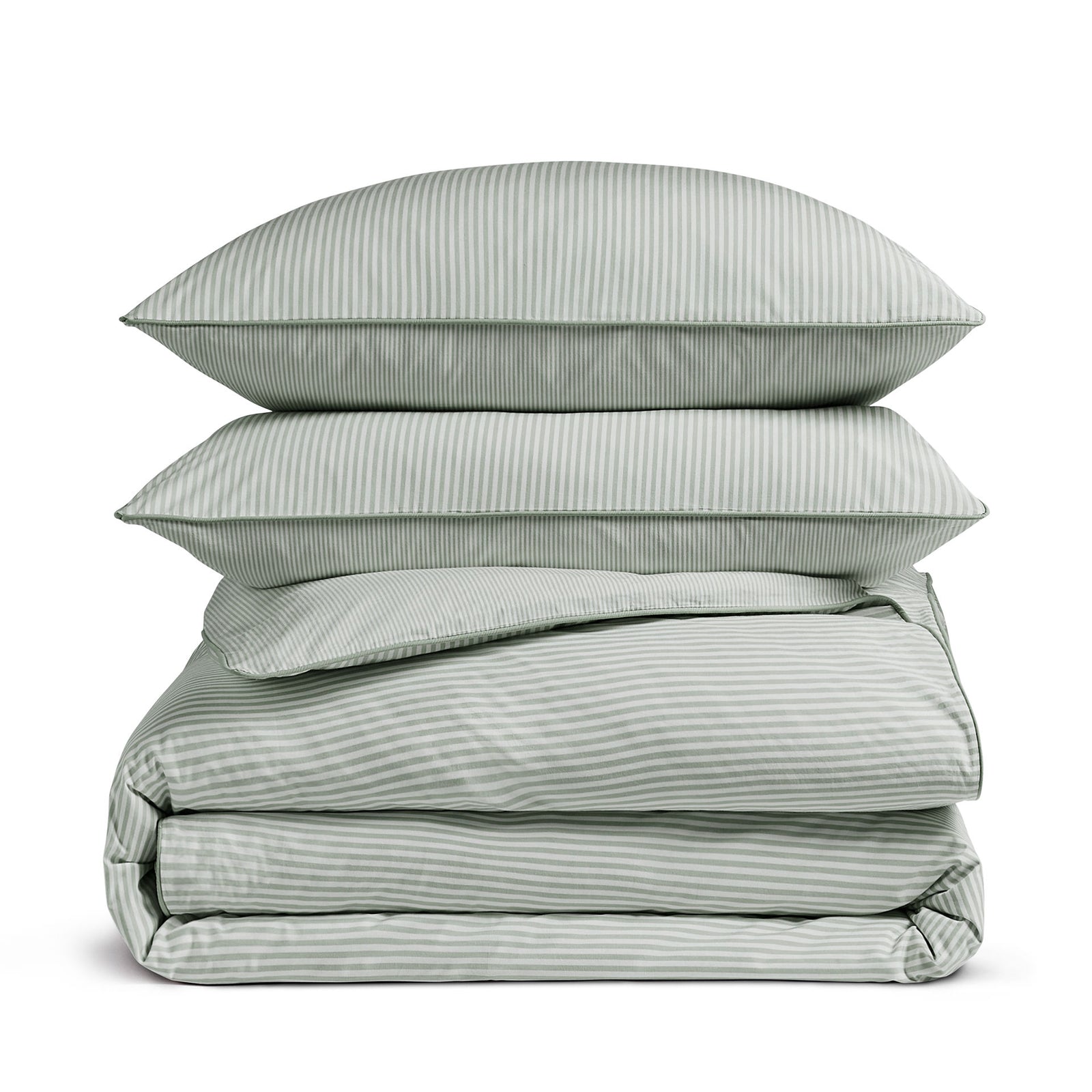 Luxury Organic Cotton Sage Green Striped Bedding Set