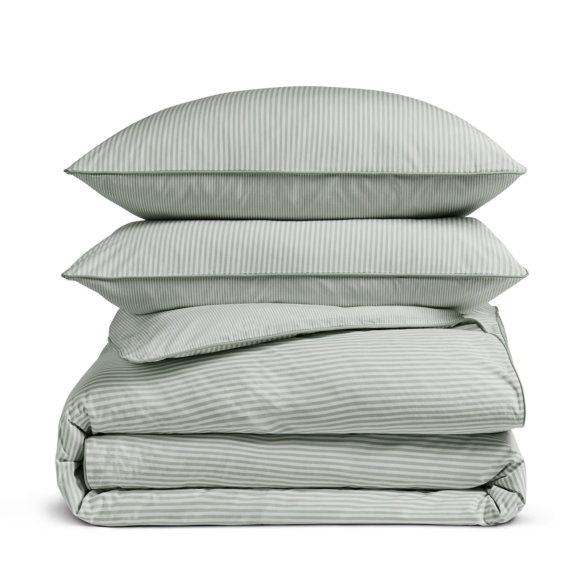 Luxury Organic Cotton Sage Green Striped Bedding Set