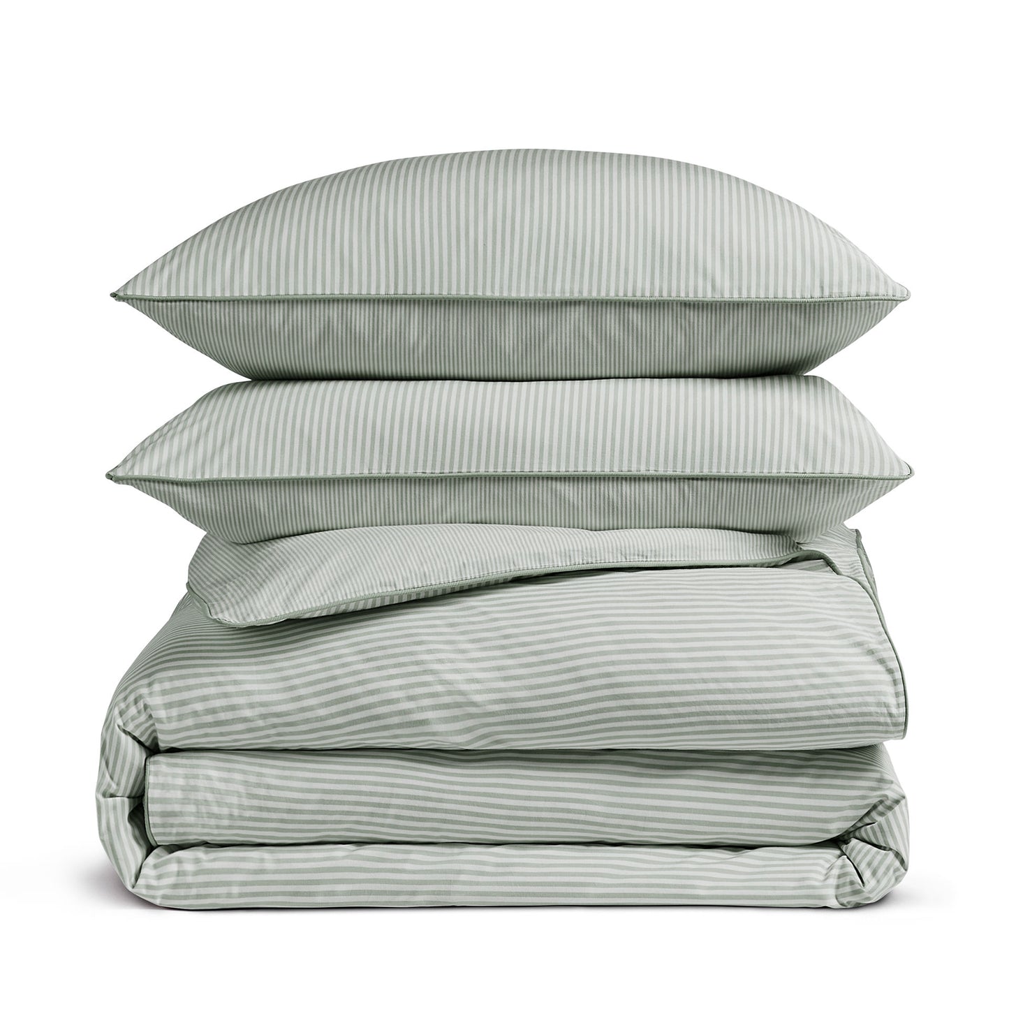 Luxury Organic Cotton Sage Green Striped Bedding Set