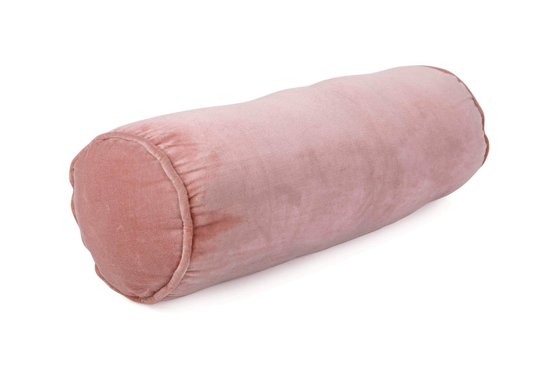 Velvet  Handmade Bolster Pillow Pink - 18 x7 Inches