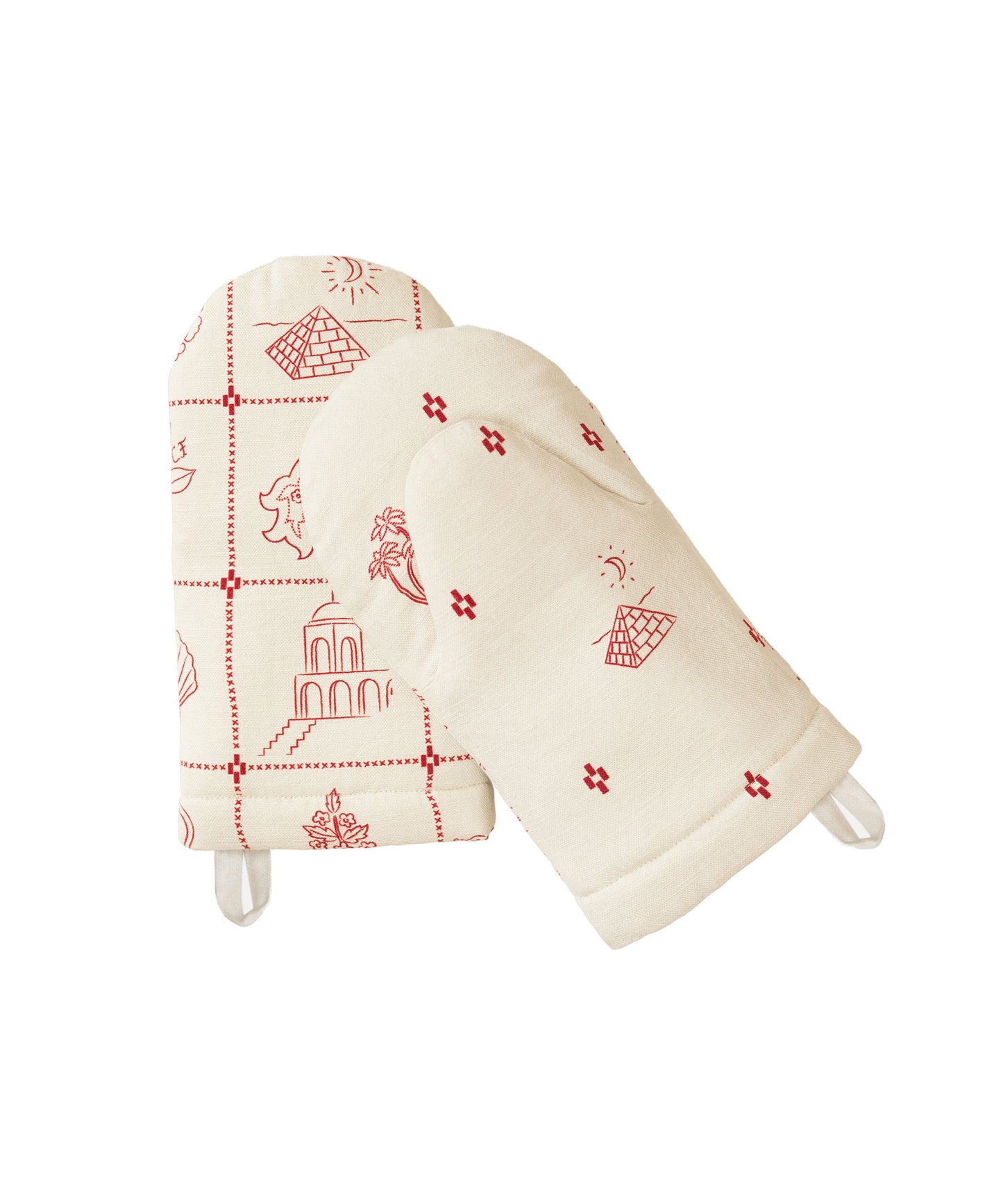Redwork Oven Mitt in Red