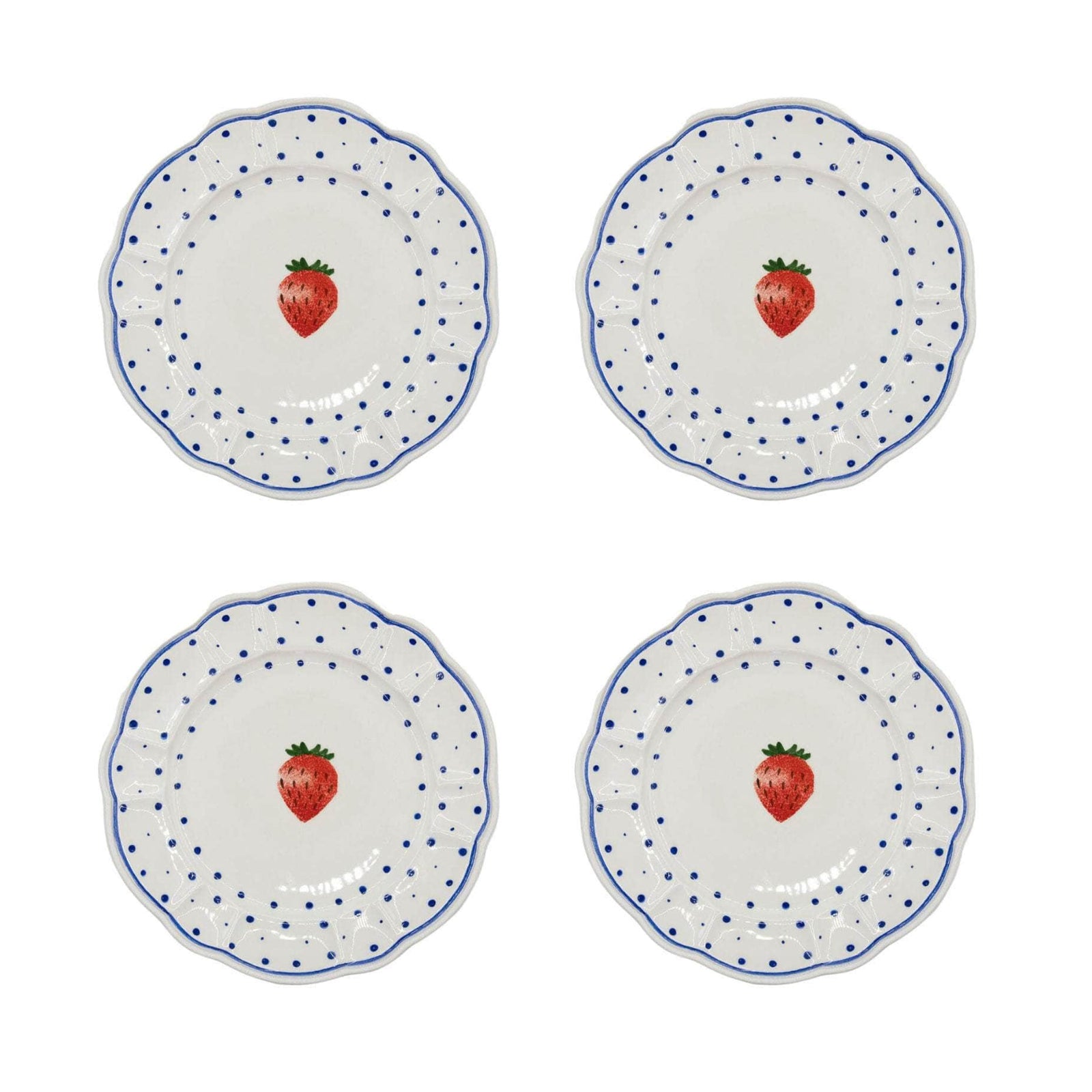 Tutti Frutti Polka Dot Side Plate, Strawberry, Set Of 4