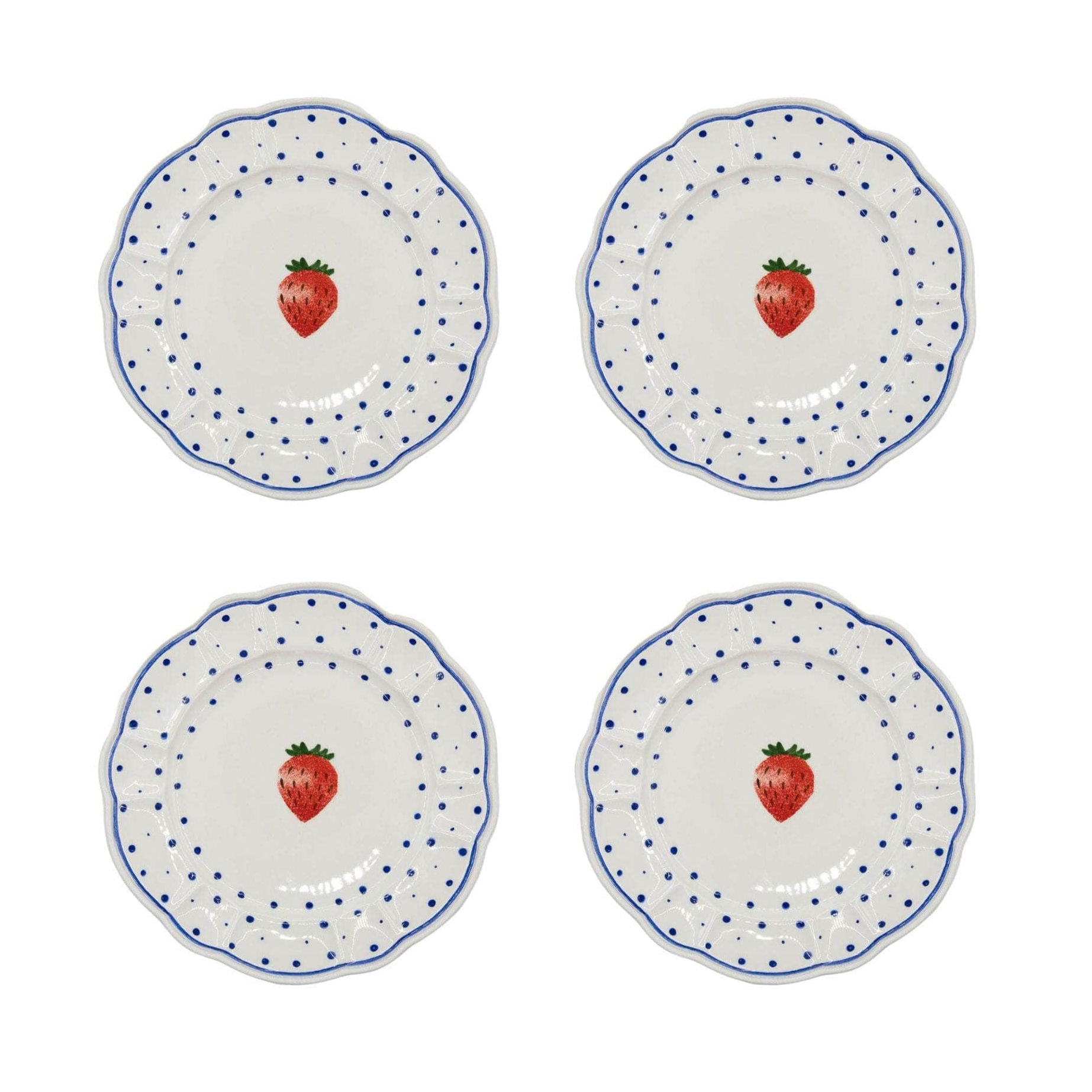 Tutti Frutti Polka Dot Side Plate, Strawberry, Set Of 4