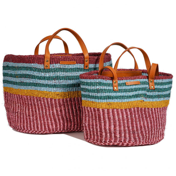 BINAFSI: Sports Luxe Multi-Tone Patterned Sisal Shopper