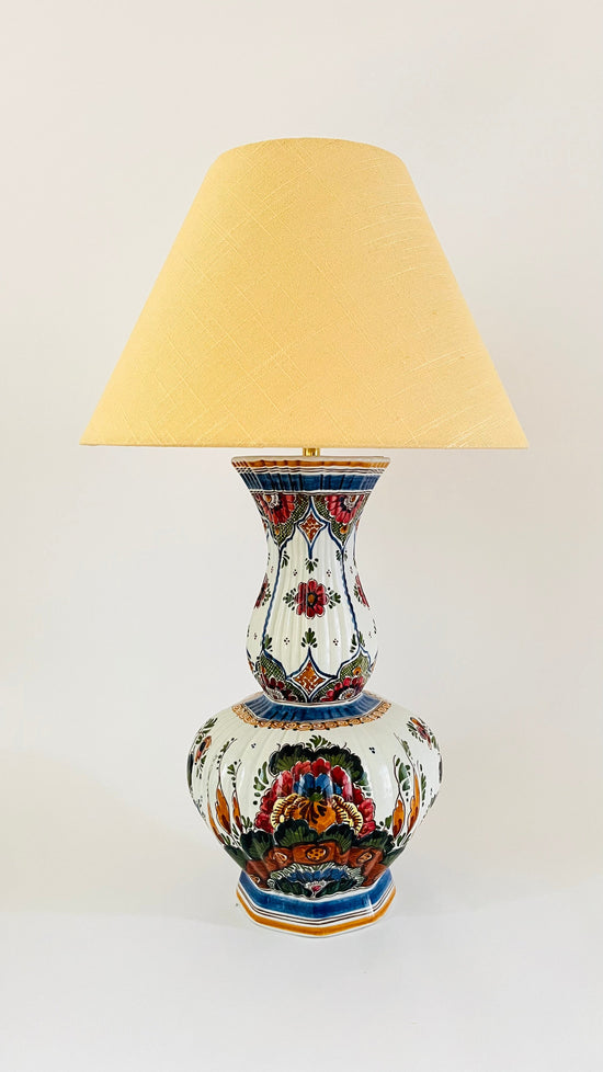 Large Antique Delft Polychrome Lamp