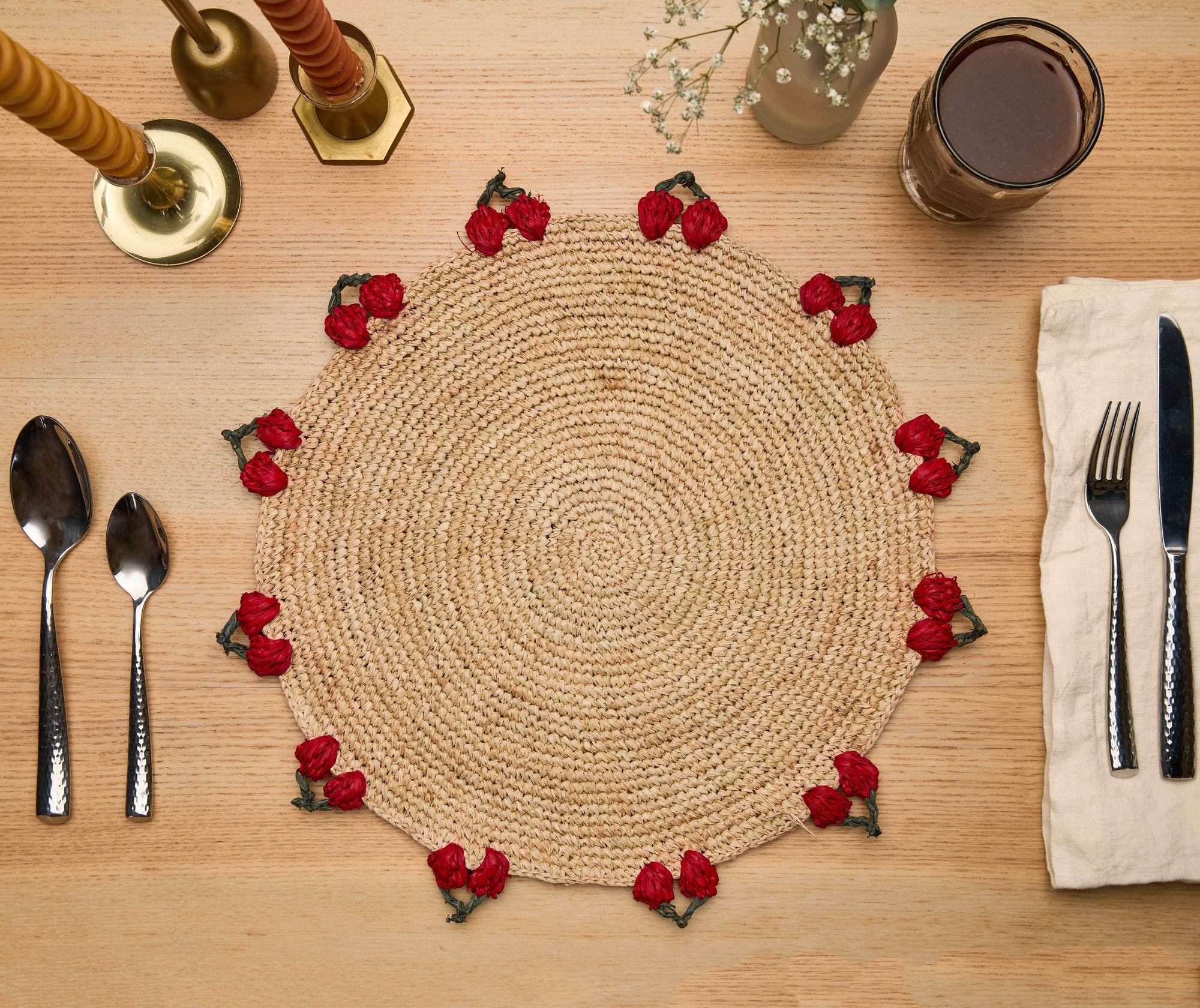 Cherry Scalloped Edge Placemats