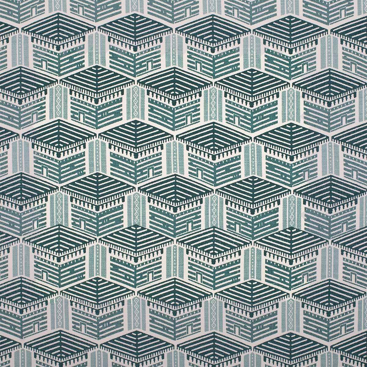 Blue Kullu House Fabric