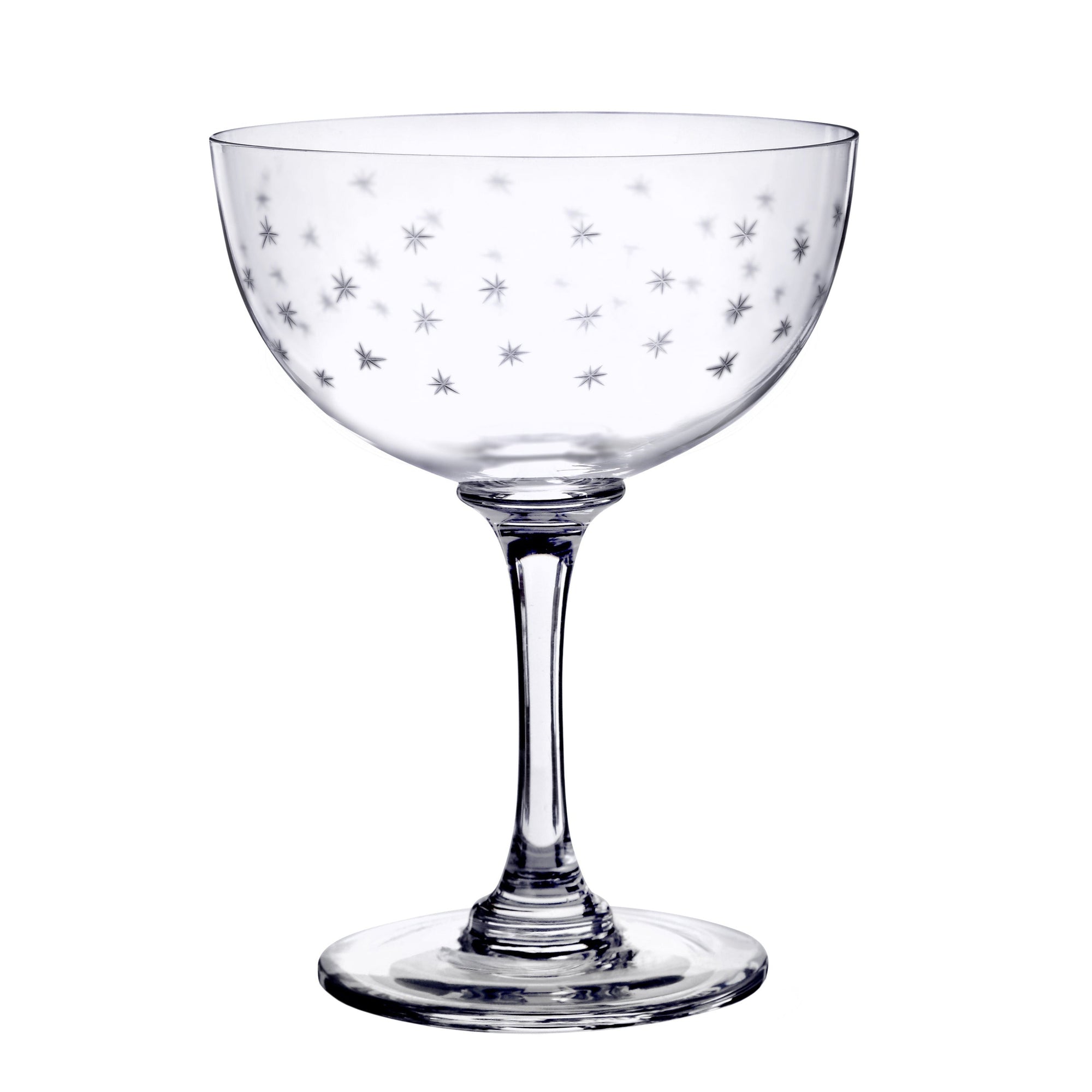 Crystal Champagne Saucers with Stars Design