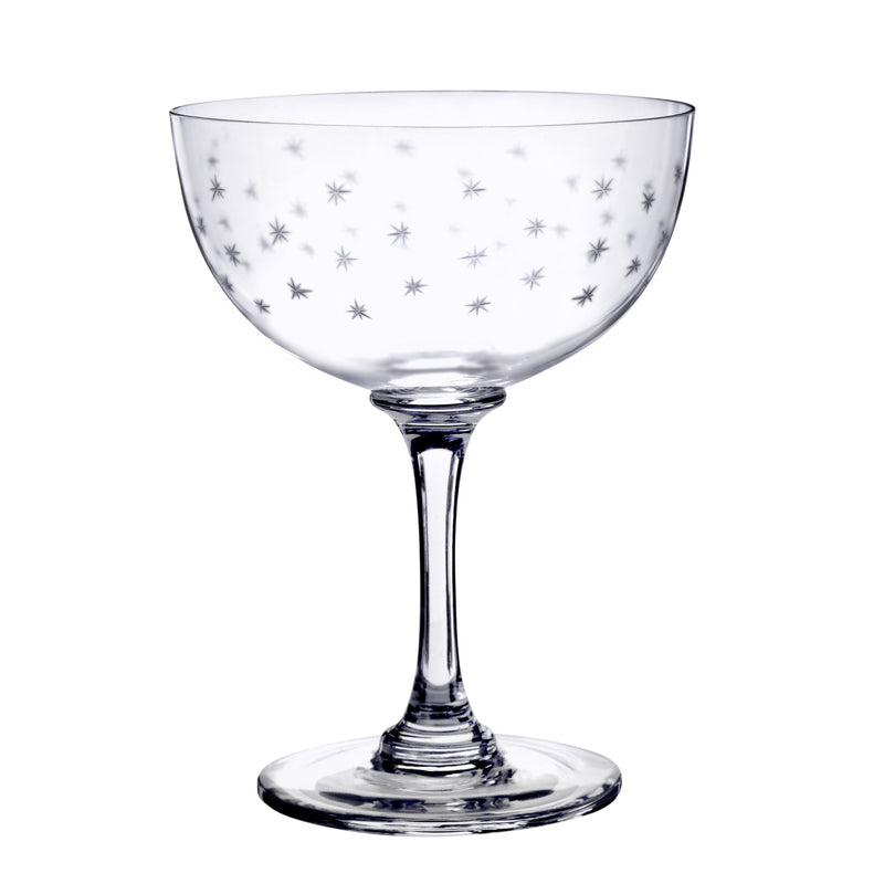 Crystal Champagne Saucers with Stars Design