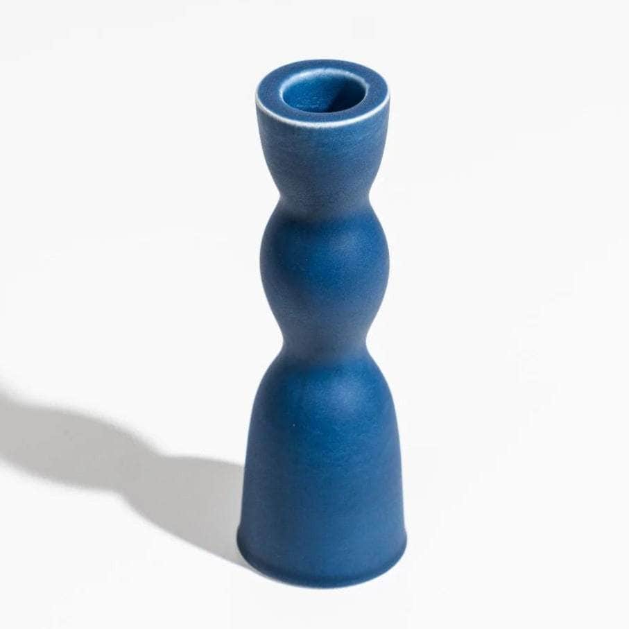 Blue Low Wave Candleholder