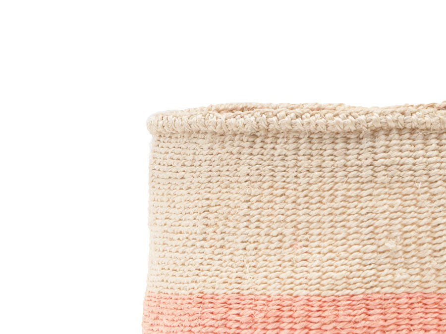 JIONI: Dusky Pink Colour Block Woven Basket