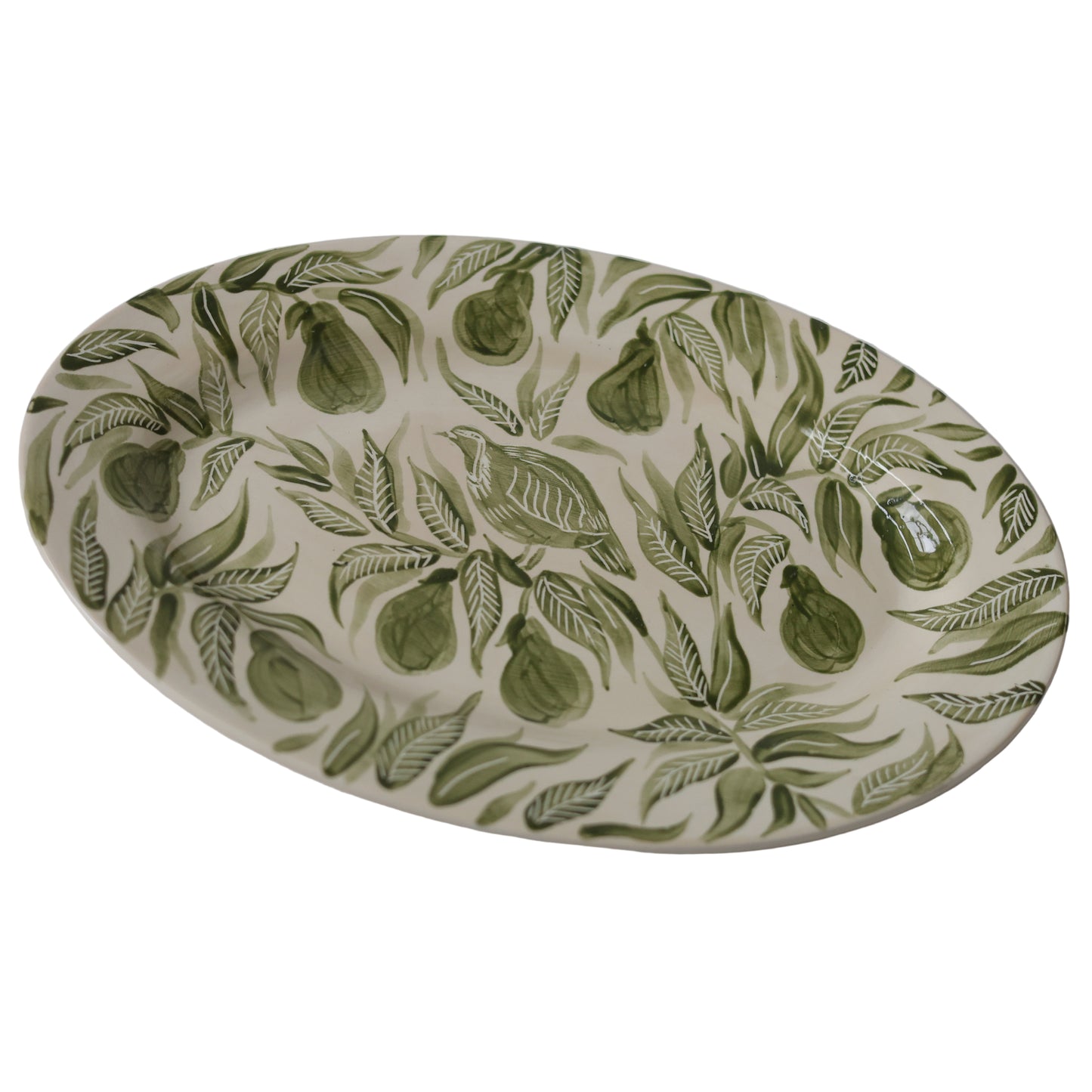 Partridge in a Pear Tree Sgrafitto Hand Painted Platter 04