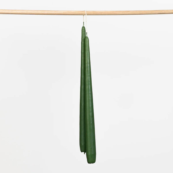 Dark Green Tapered Candles - Set of 2