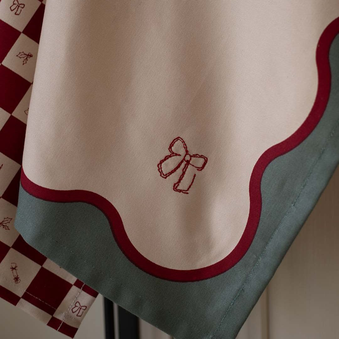 Tea Towels, Set of 2 - Christmas Checkerboard