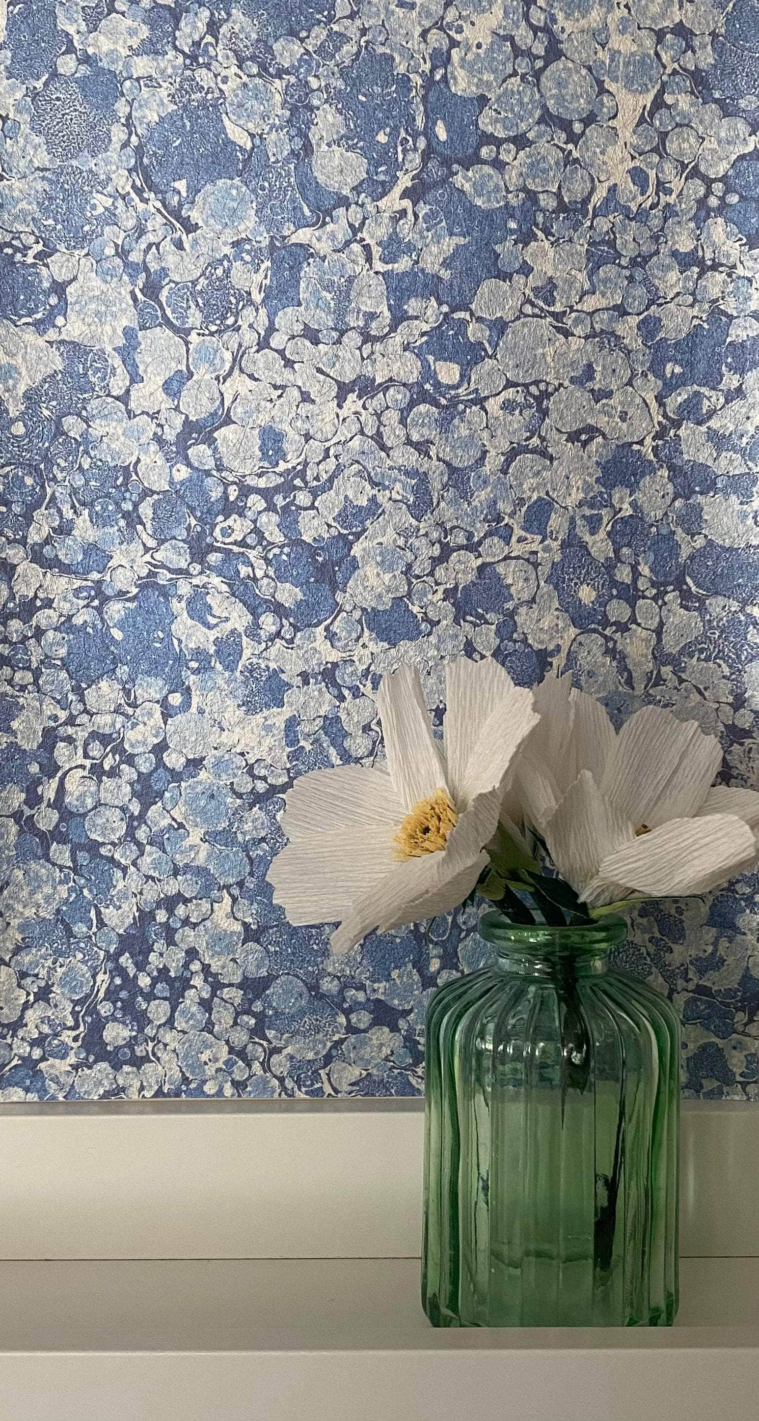 Marbled Wallpaper - 'Ditzy' Col: Blue Daze - Mica Coated Non-Woven