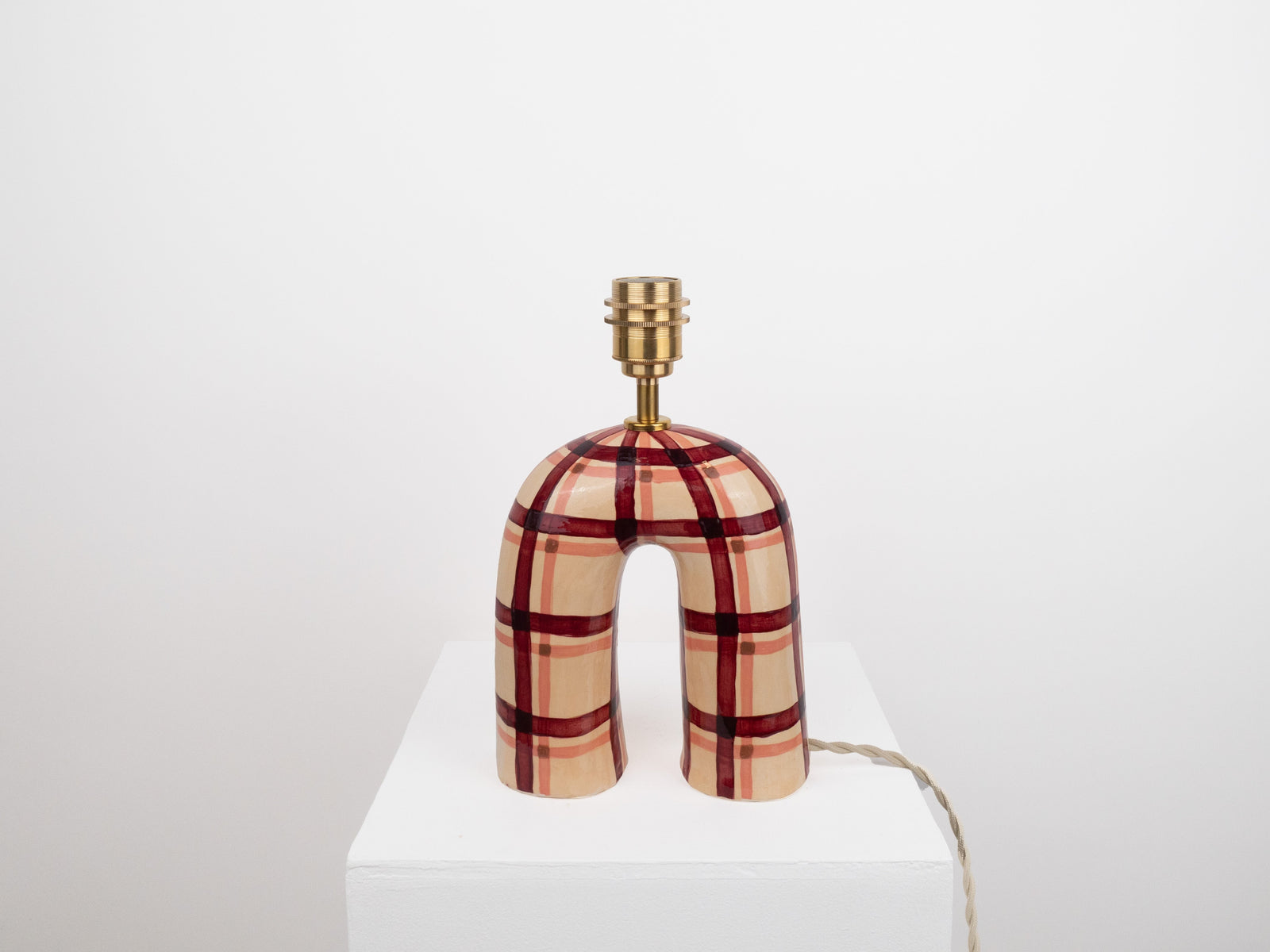 'You' Table Lamp - Maroon Gingham