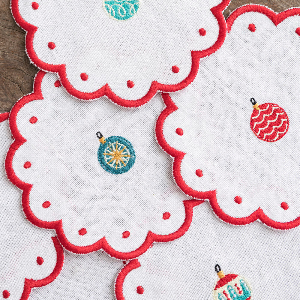 Wavy Christmas Ball Cocktail Napkins x 6