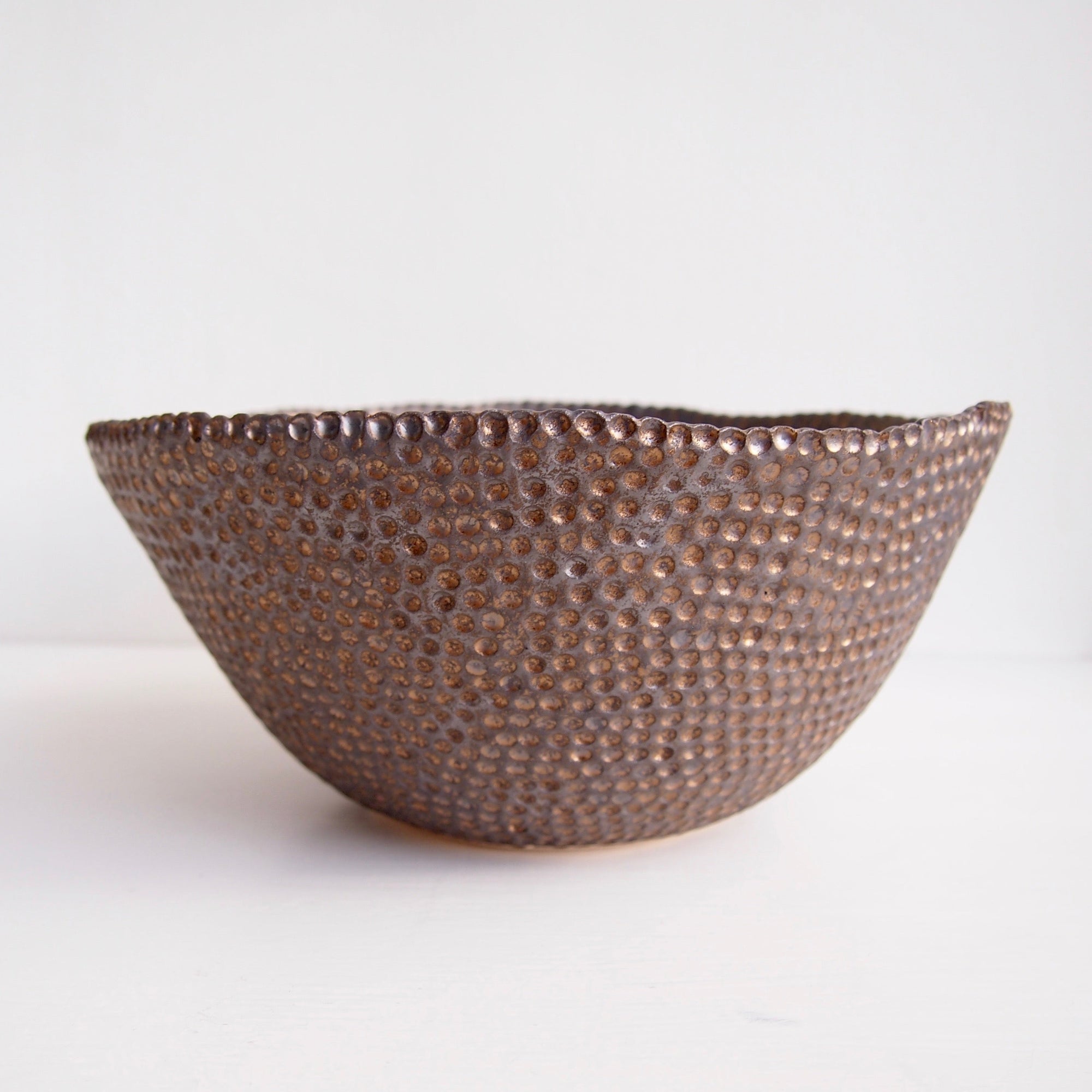 Handmade Large Turquoise and Gold Ceramic Fruit Bowl