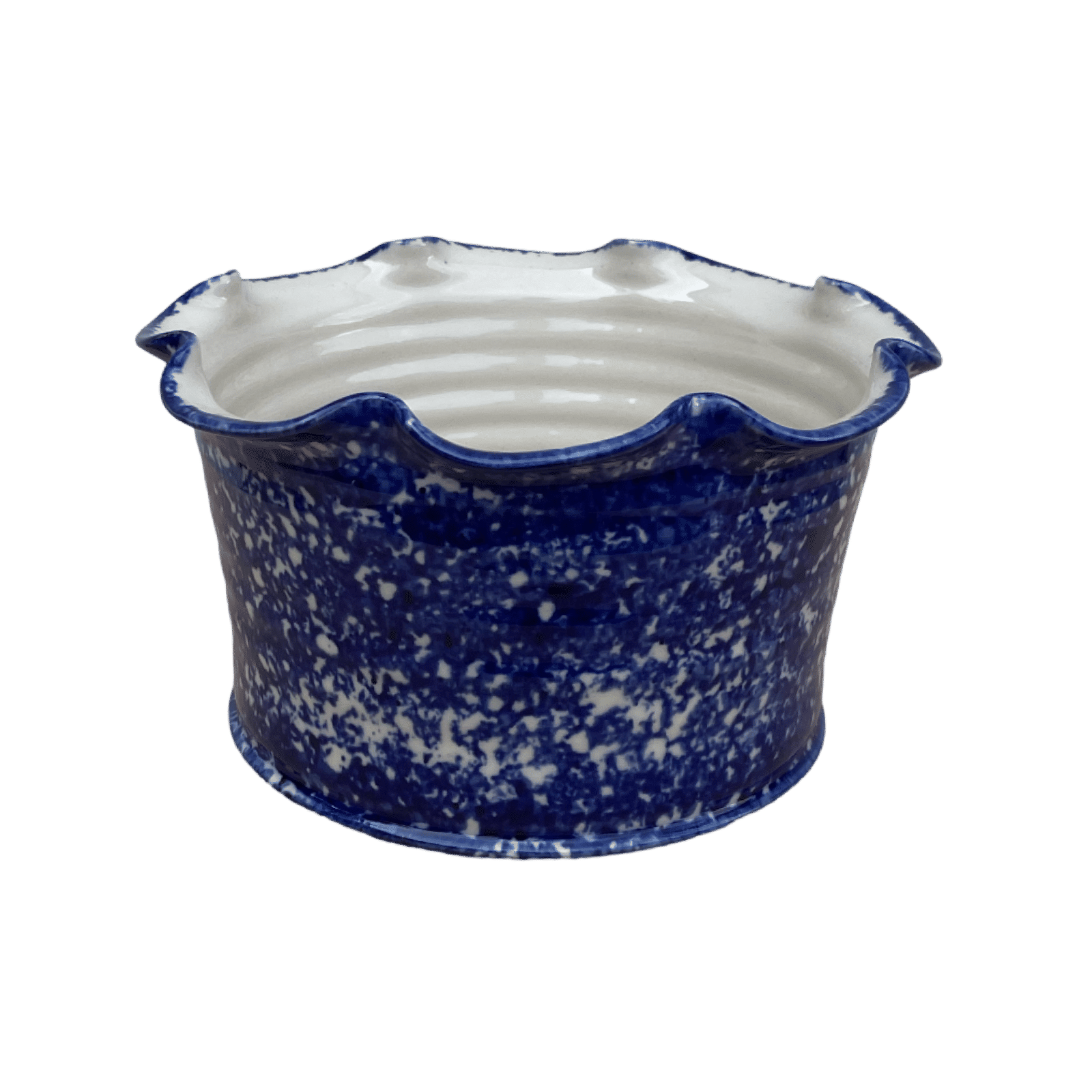 Frilly Dog Bowl - Sponged Cobalt