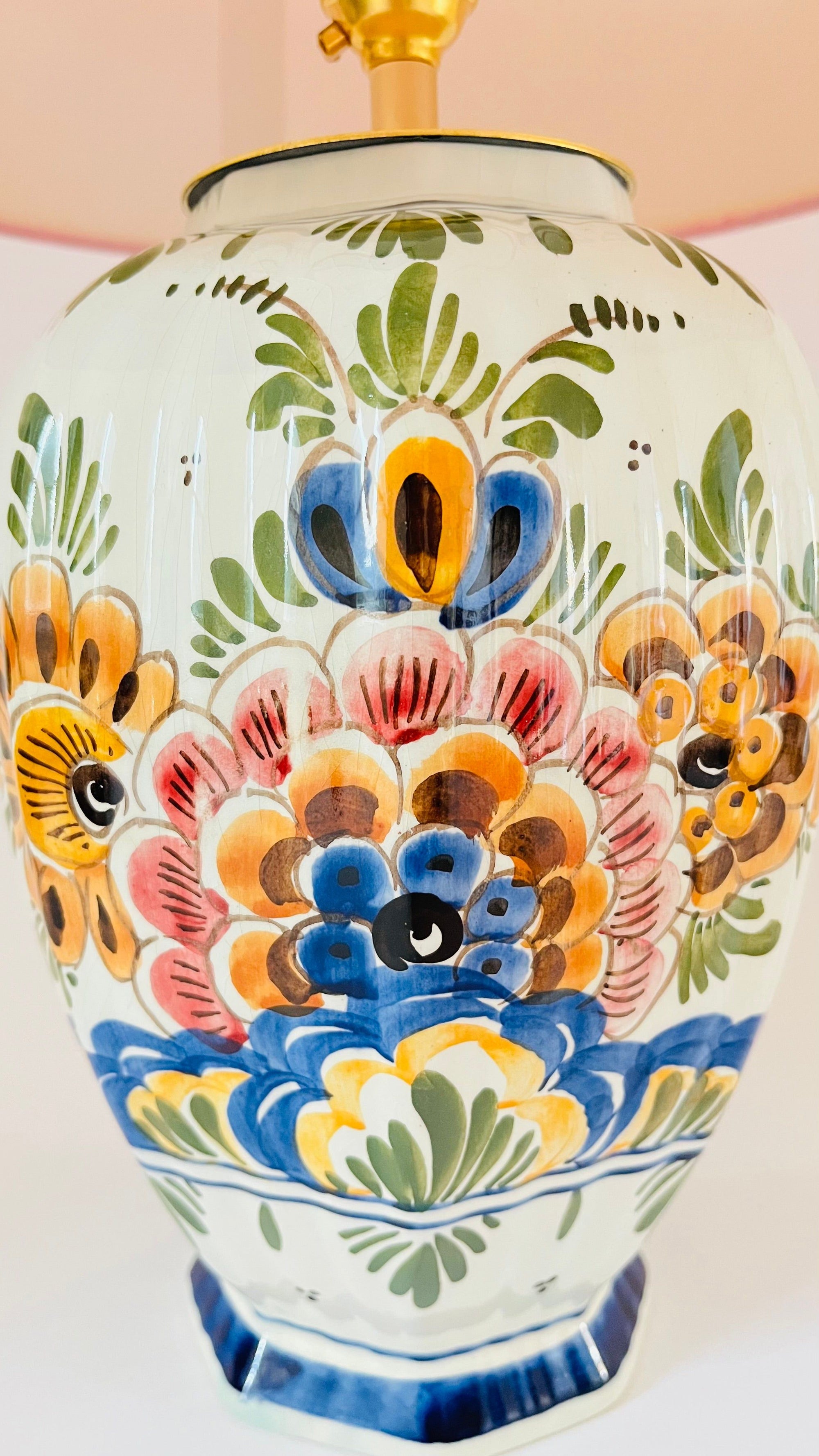 Antique Delft Polychrome Lamp