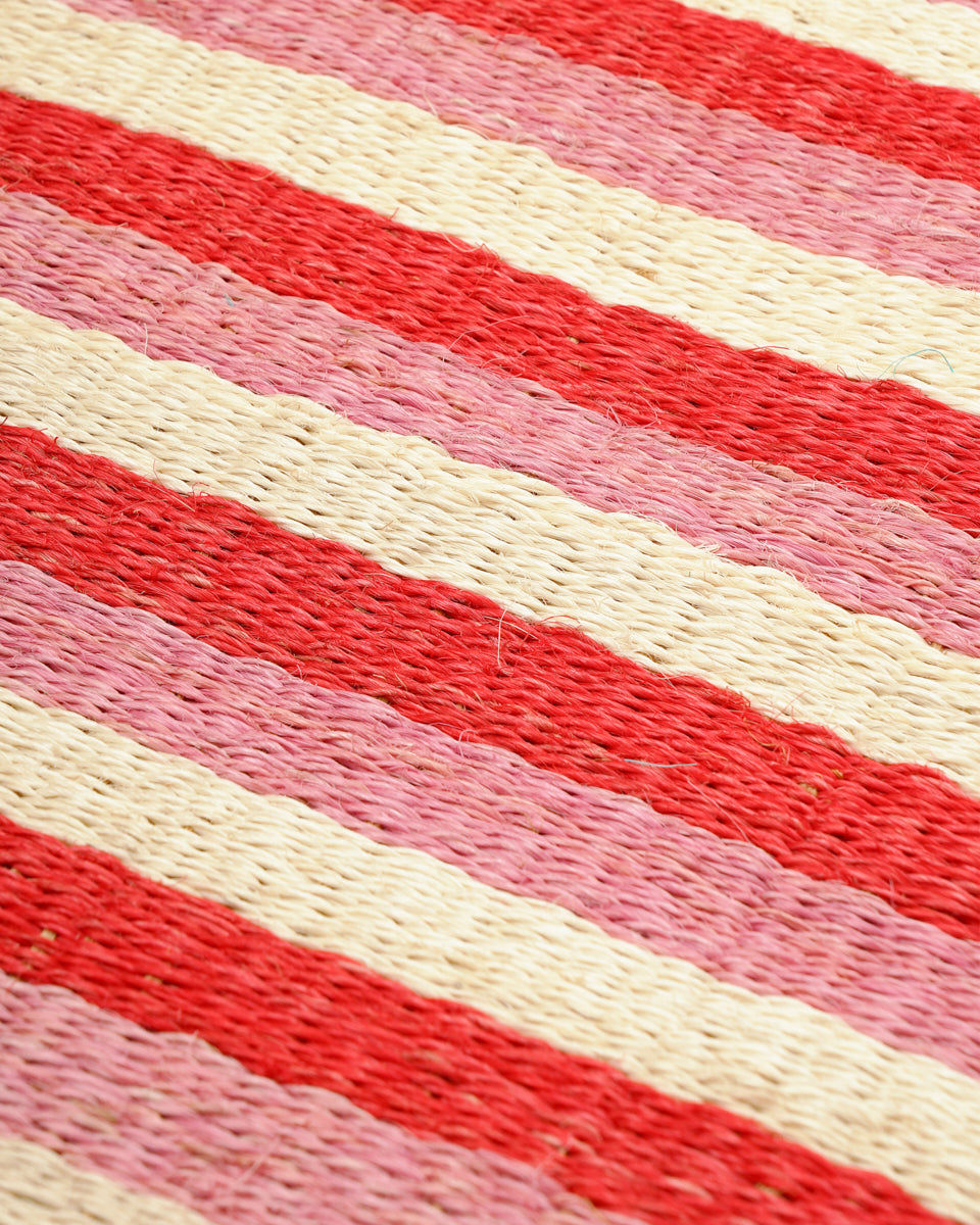 HEKIMA: Red, Vintage Pink & Natural Woven Sisal Runner