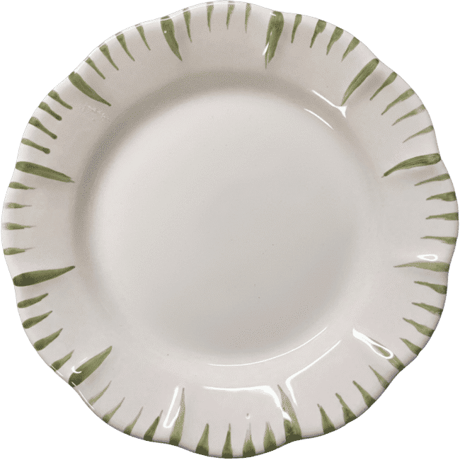 King of Sicily Plate, Green Rim - 25cm