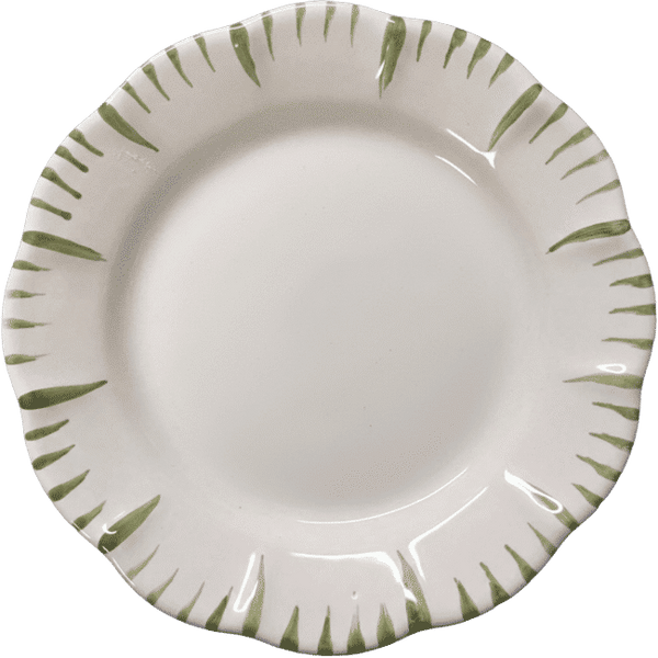 King of Sicily Plate, Green Rim - 25cm