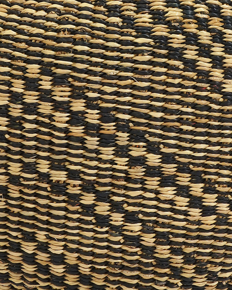 JUABEN: Large Natural & Black Sculptural Round Storage Basket
