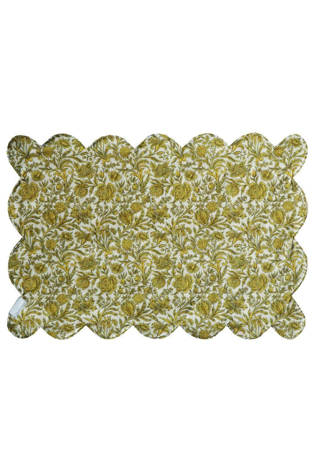 Reversible Scalloped Placemat Made With Liberty Fabric Lodden China Blue & Sambourne Yellow