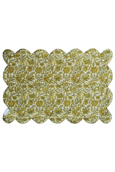 Reversible Scalloped Placemat Made With Liberty Fabric Lodden China Blue & Sambourne Yellow