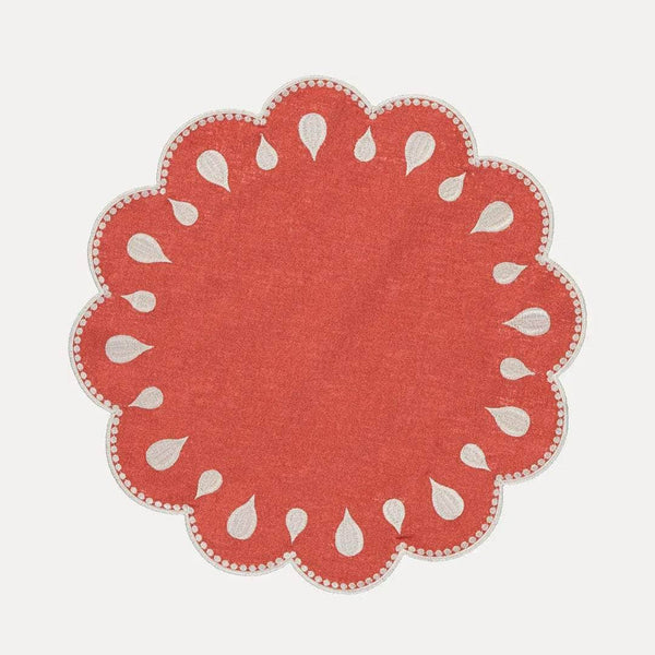 Gotas Placemat, Terracotta with White