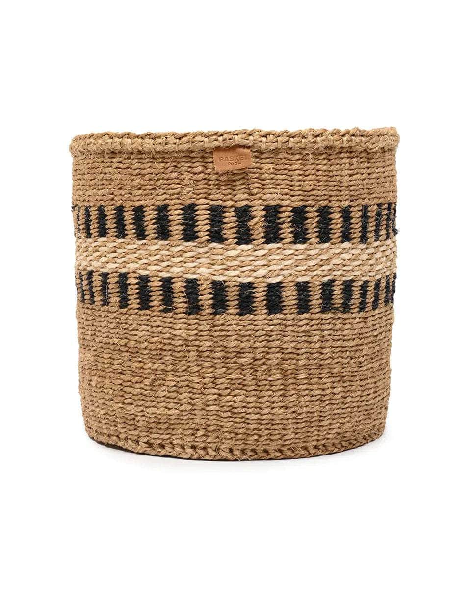 TUKIO: Charcoal Stripe Woven Storage Basket