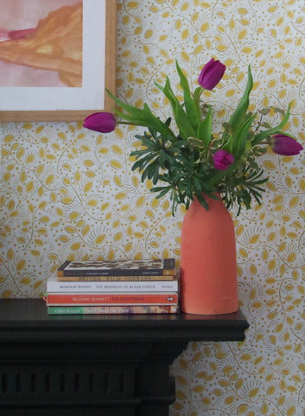 Printed Little Leaves Wallpaper - Yellow