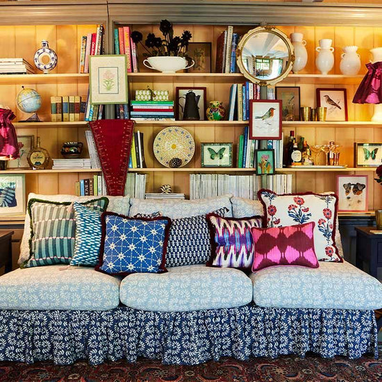 Cushion Tasselled Bagru in Dark Blue