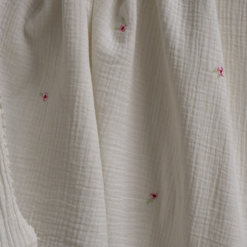 Embroidered Muslin Blanket - Anemone