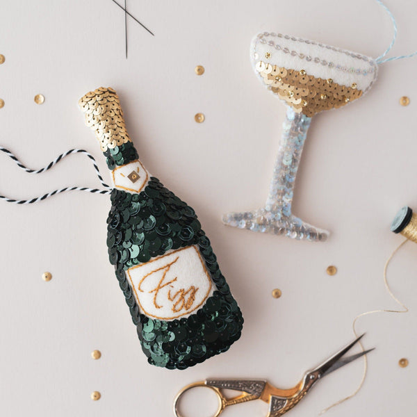 Fizz Champagne Sequin Ornament
