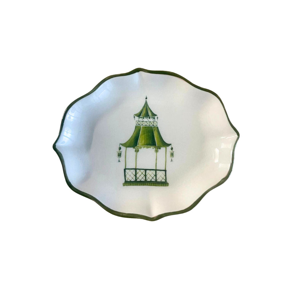 Sveva's Home Ceramic Green Pavilion Design Bread Plate Set of 4
