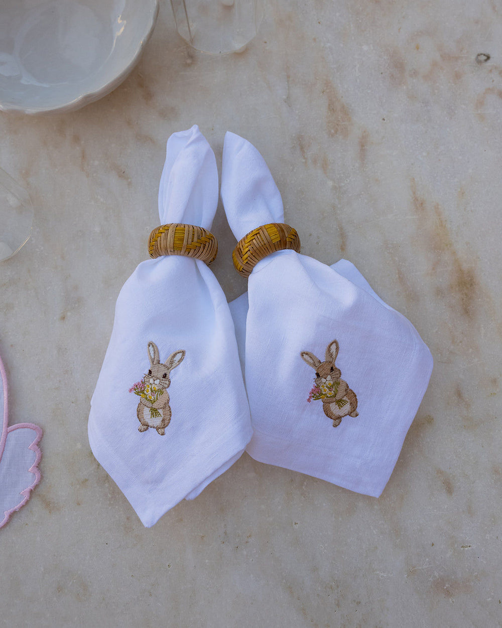 Bunny Napkin with Flower Bouquet