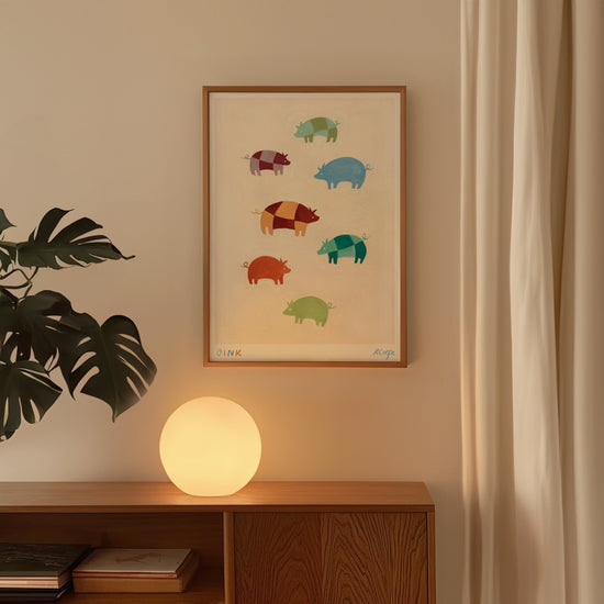 A4 - Colourful 'Oink' Pig Print