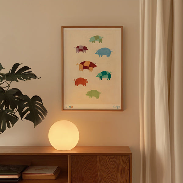 A4 - Colourful 'Oink' Pig Print
