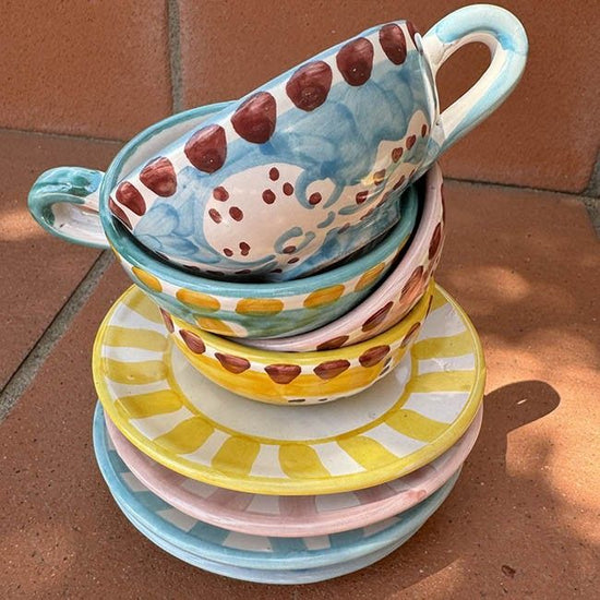 Amalfi Blue Fish Coffee Cup and Saucer